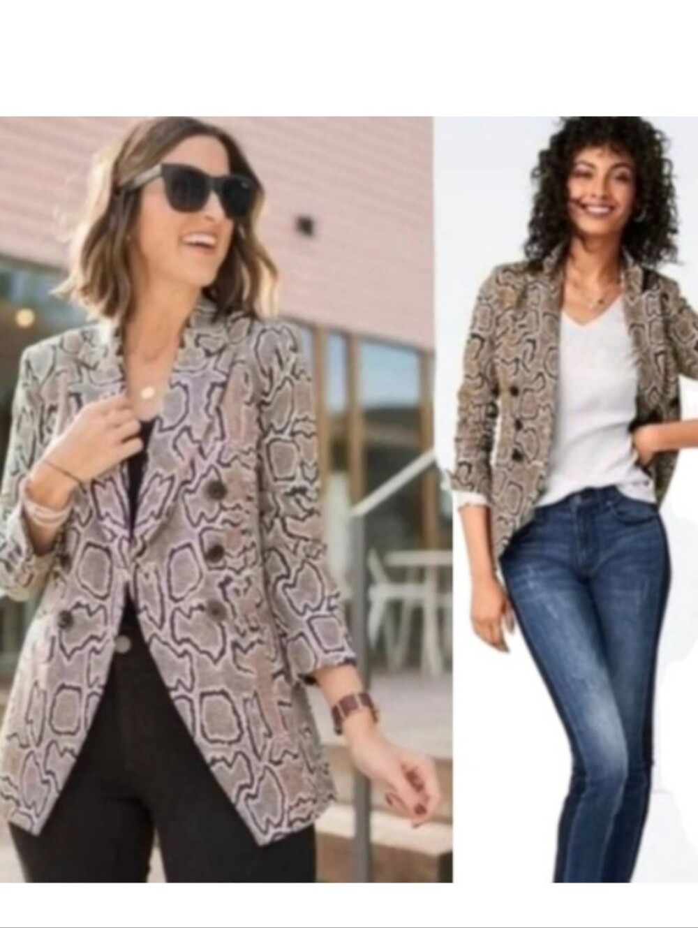 Cabi 3733 Double Breasted Python Snakeprint Stretch Blazer